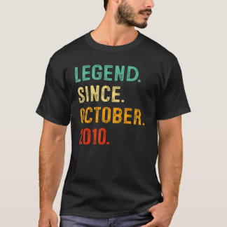Legend Since October 2010 12th Birthday 12 Year Ol T-Shirt