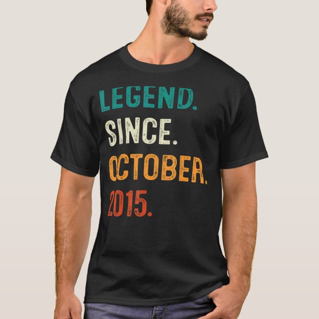 Legend Since October 2015 7th Birthday Gift 7 Year T-Shirt (Front)