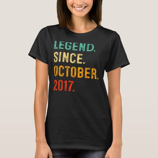 Legend Since October 2017 5th Birthday  5 Years Ol T-Shirt (Front)