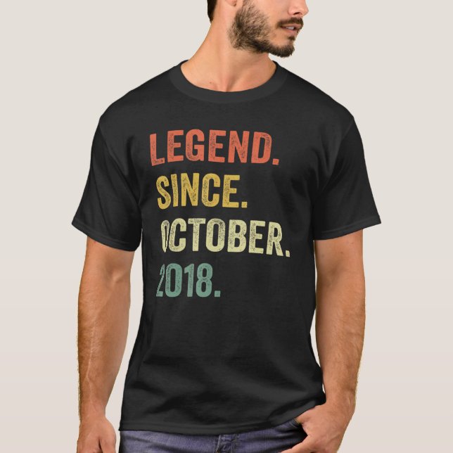 Legend Since October 2018 4th Birthday Gift 4 Year T-Shirt (Front)