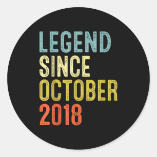 Legend Since October 2018 7th Birthday 7 Year Old  Classic Round Sticker