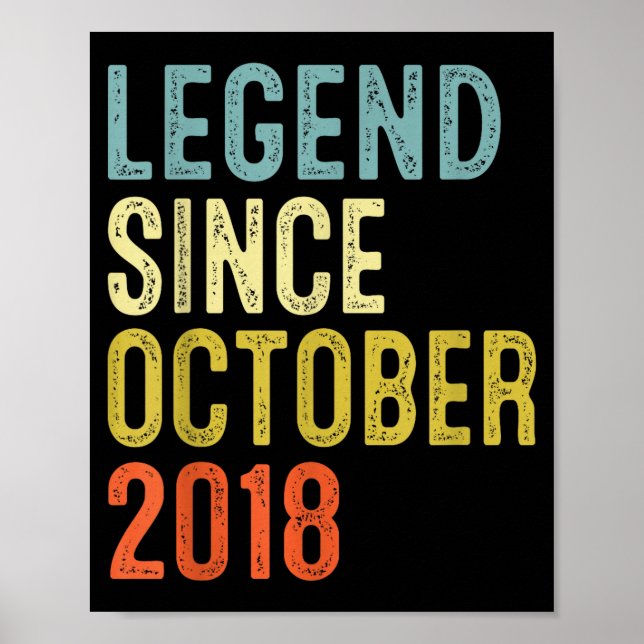 Legend Since October 2018 7th Birthday 7 Year Old  Poster (Front)