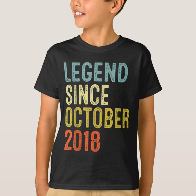 Legend Since October 2018 7th Birthday 7 Year Old  T-Shirt (Front)