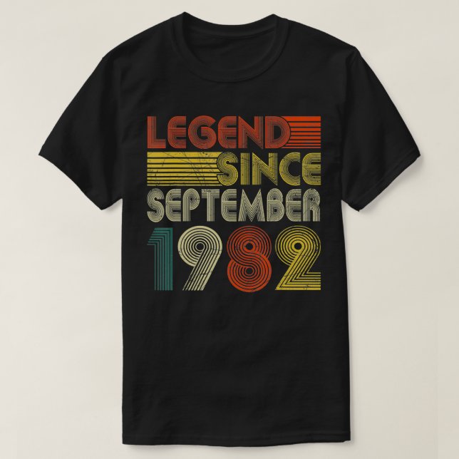 Legend Since September 1982 Retro 40th Birthday 40 T-Shirt (Design Front)
