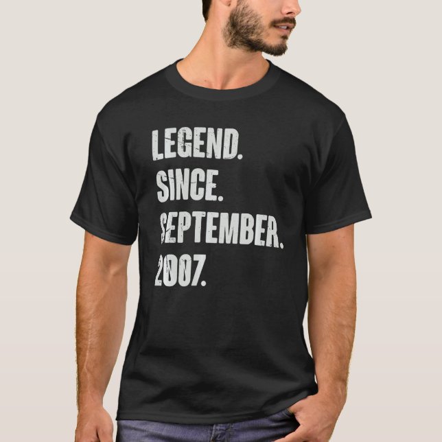 Legend Since September 2007  15 Year Old 15th Birt T-Shirt (Front)