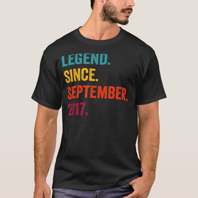 Legend Since September 2017 5th Birthday  5 Years  T-Shirt (Front)