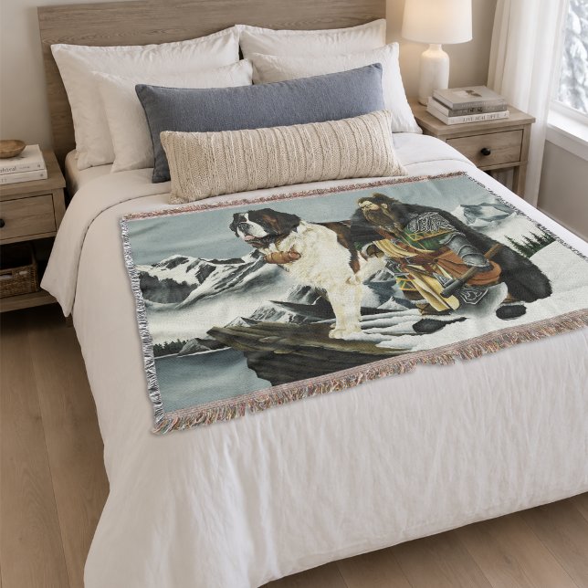 Legendary Alpine Fantasy Saint Bernard Dwarf  Throw Blanket (Creator Uploaded)