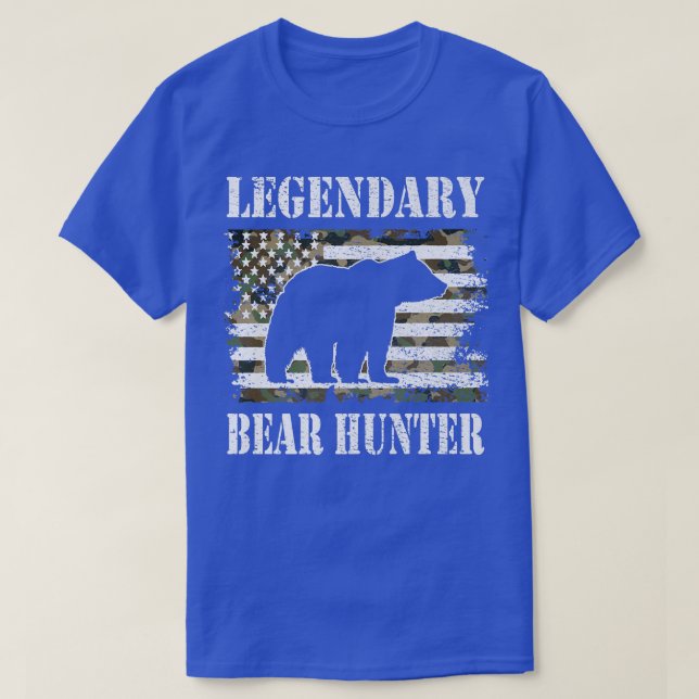 Legendary Bear Hunter US Flag Bear Hunting Lover P T-Shirt (Design Front)