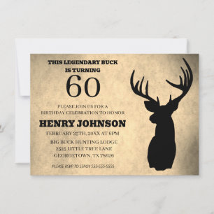 Legendary Buck 60th Birthday Hunting  Invitation