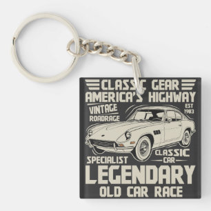 Legendary Classic Car Keychain   Vintage Retro Car