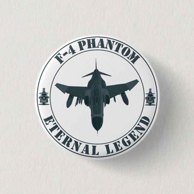 Legendary F-4 Phantom Fighter Aircraft 1 Inch Round Button (Front)