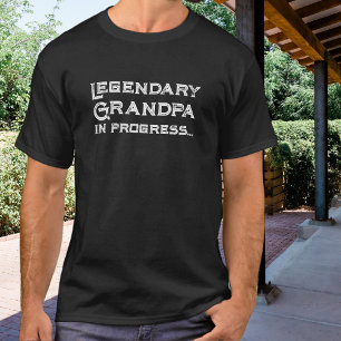 Legendary Grandpa in Progress Distressed White T-Shirt