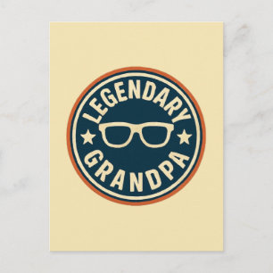 legendary grandpa retro badge postcard