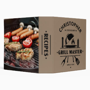 Legendary Grill Master Custom Name Brown & Black Binder