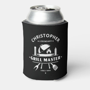 Legendary Grill Master Personalized Name BBQ Badge Can Cooler