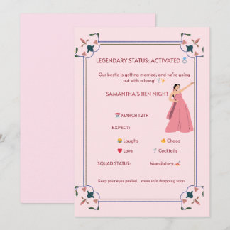 Legendary Hen Night Invitation – Fun Pink Floral D