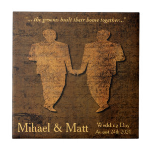 Legendary Love Gay Wedding Gift Tile for Grooms