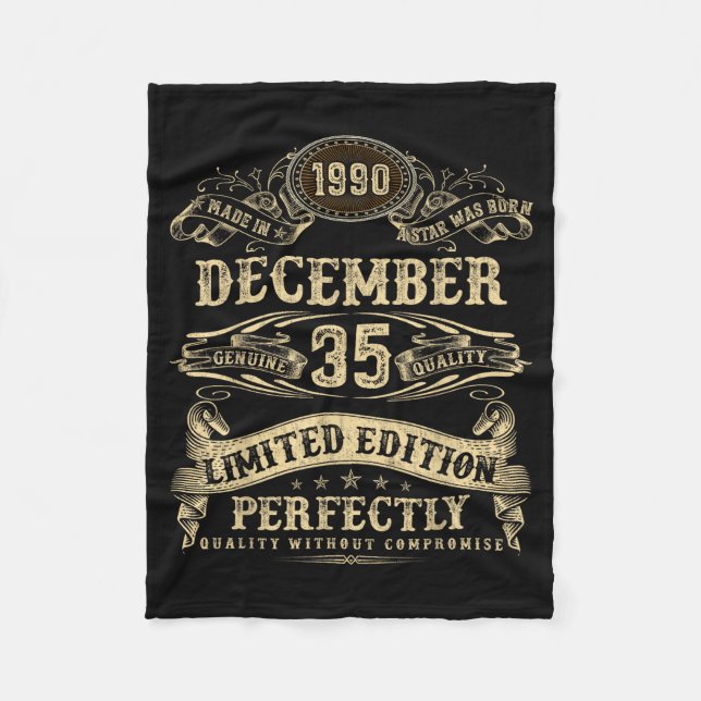 Legendary Man Born December 1990 35th Birthday  Fleece Blanket (Front)