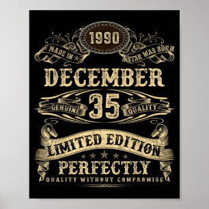 Legendary Man Born December 1990 35th Birthday Poster