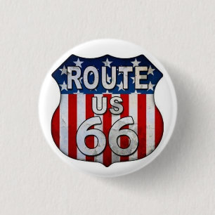 *LEGENDARY ROUTE 66 BADGE/BUTTON* 1 INCH ROUND BUTTON