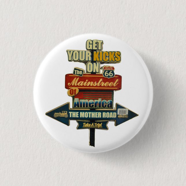 *LEGENDARY ROUTE 66 BUTTON** 1 INCH ROUND BUTTON (Front)