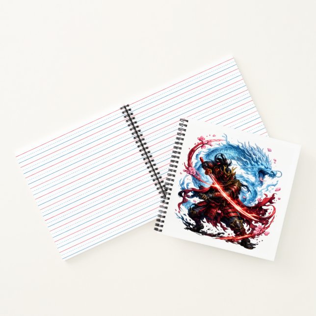 Legendary Samurai & Blue Dragon Mug | Japanese War Notebook (Inside)