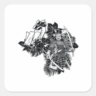 Legendary Samurai Warrior with Katana Design Square Sticker