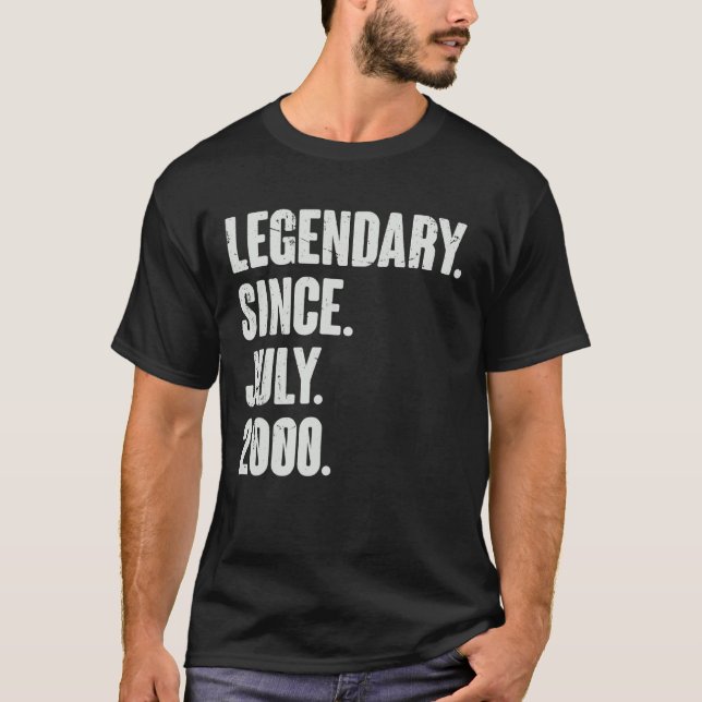 Legendary Since July 2000  22 Year Old  22nd Birth T-Shirt (Front)