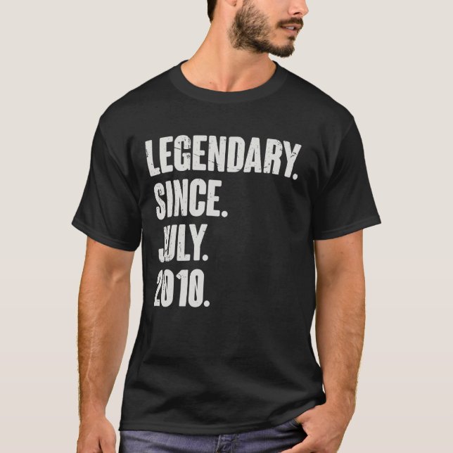 Legendary Since July 2010  12 Year Old  12th Birth T-Shirt (Front)