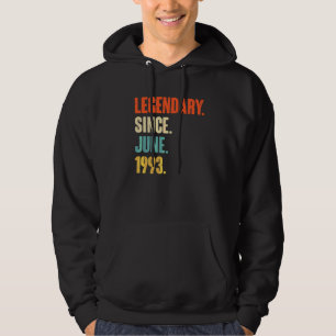 Legendary Since June 1993 29 Year Old 29th Birth Hoodie