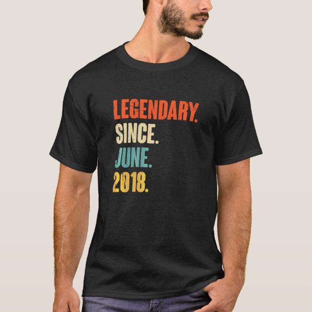 Legendary Since June 2018  4 Year Old  4th Birthda T-Shirt (Front)