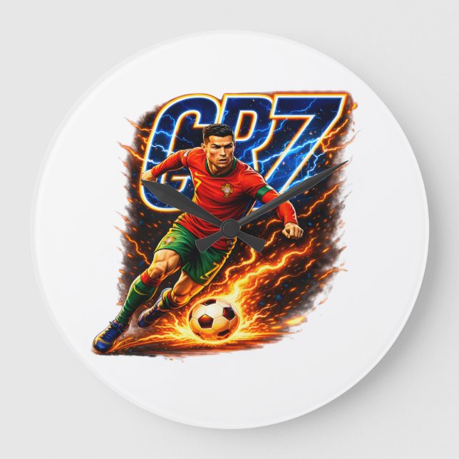 Legendary Soccer Player Abstract Art Portrait - Mo Large Clock (Front)