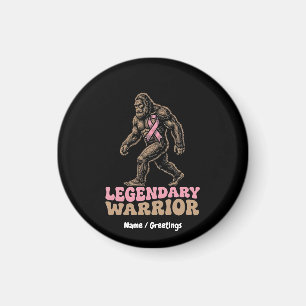 Legendary Warrior Bigfoot Pink Ribbon Awareness  Magnet