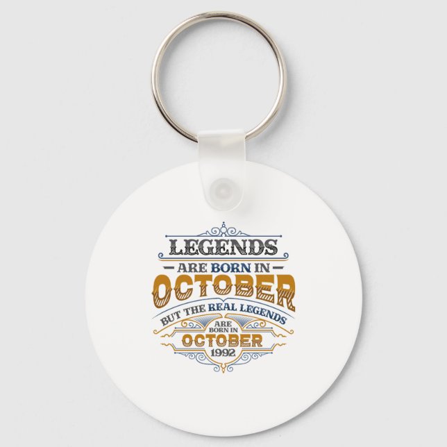 Legends Are Born In October 1992 Womens Birthday C Keychain (Front)