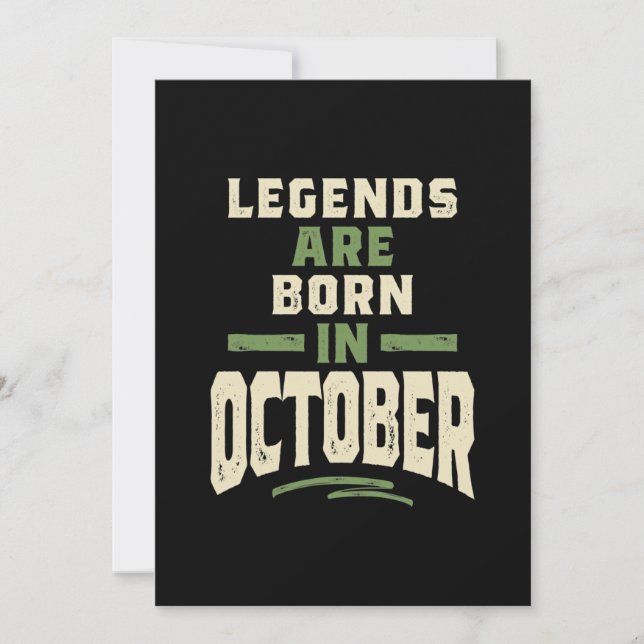 Legends are Born in October - October Birthday Thank You Card (Front)
