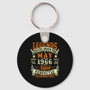 Legends born in may 1966 vintage 60th birthday men keychain