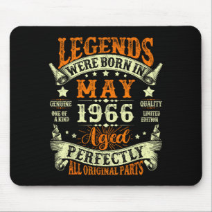 Legends born in may 1966 vintage 60th birthday men mouse pad