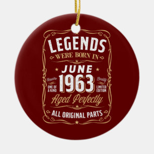 Legends June 1963 Gift 59 Year Old 59th Birthday Ceramic Ornament