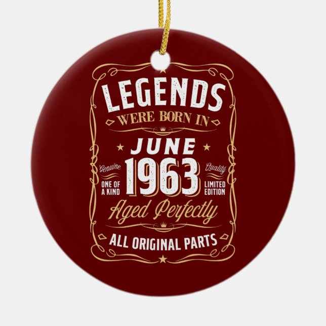 Legends June 1963 Gift 59 Year Old 59th Birthday Ceramic Ornament (Front)