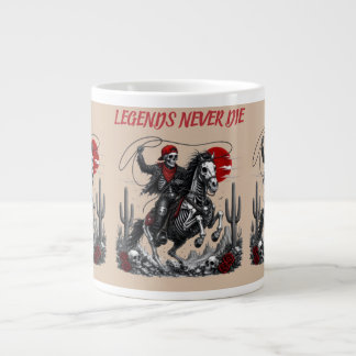 LEGENDS NEVER DIE – Skeleton Cowboy Riding Horse  Large Coffee Mug