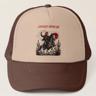 LEGENDS NEVER DIE – Skeleton Cowboy Riding Horse  Trucker Hat