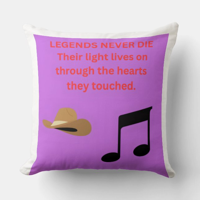 LEGENDS NEVER DIE THROW PILLOW (Front)