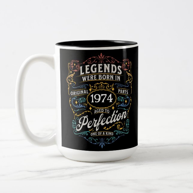 Legends were born in Birth Year Birthdate  Two-Tone Coffee Mug (Left)