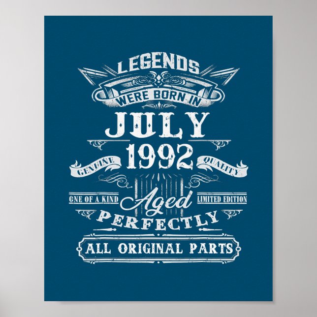 Legends Were Born In July 1992 30th Birthday 30 Poster (Front)