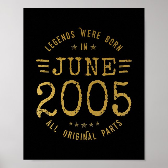 Legends Were Born In June 2005 Vintage 17th Poster (Front)