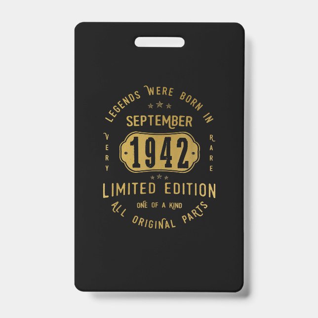 Legends Were Born In September 1942 79th Birthday Badge (Front)