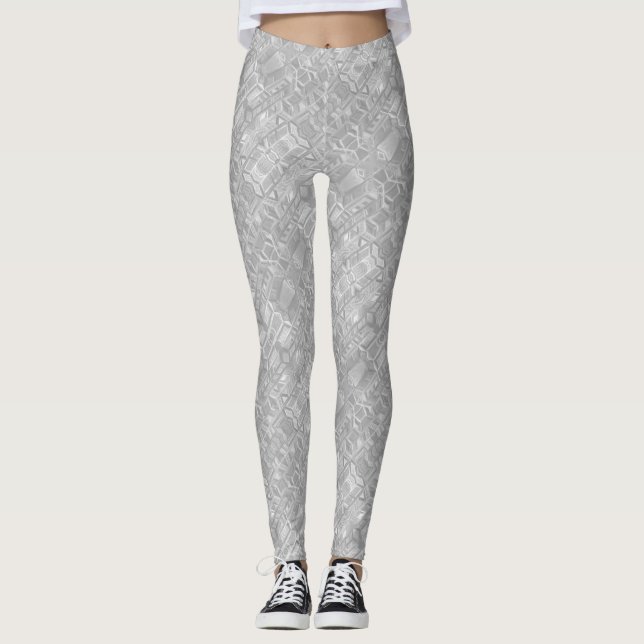 Léger Gris Abstrait Motif Leggings (Devant)