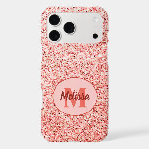 Légère monogramme de corail rose avec des paillett