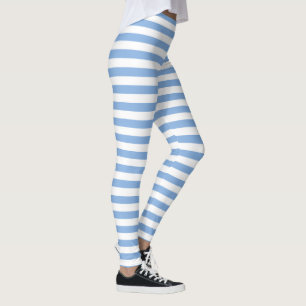 Légères leggings rayés bleu et blanc