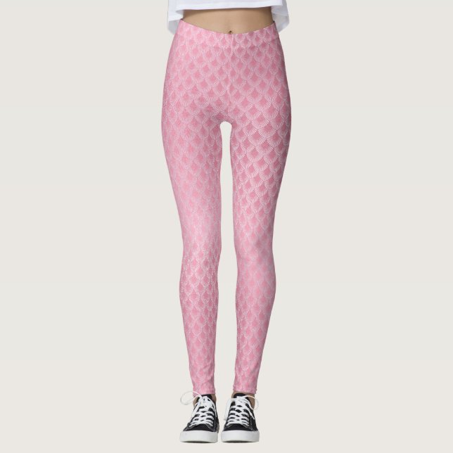 Legging à motif d'écailles de sirène rose (Devant)